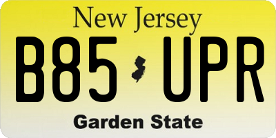 NJ license plate B85UPR