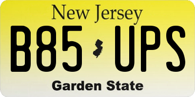 NJ license plate B85UPS