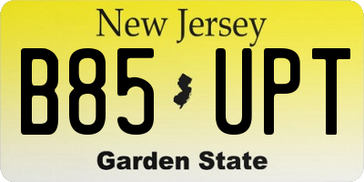 NJ license plate B85UPT