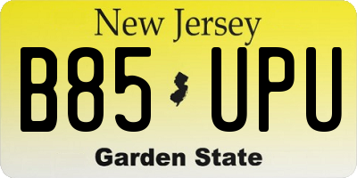 NJ license plate B85UPU