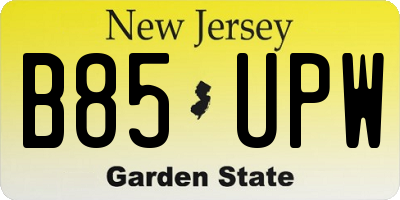 NJ license plate B85UPW
