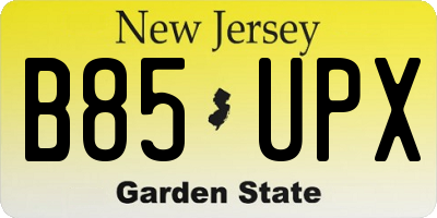 NJ license plate B85UPX