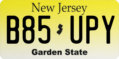 NJ license plate B85UPY