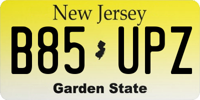 NJ license plate B85UPZ