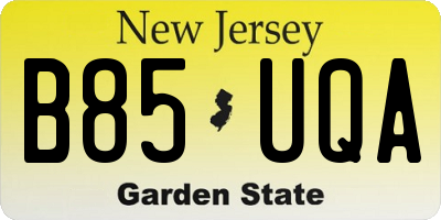 NJ license plate B85UQA