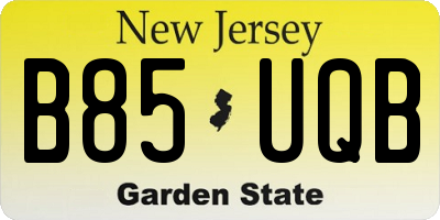 NJ license plate B85UQB