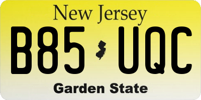 NJ license plate B85UQC
