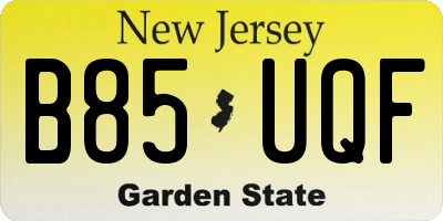 NJ license plate B85UQF