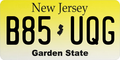 NJ license plate B85UQG