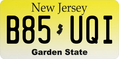 NJ license plate B85UQI