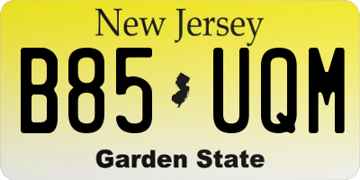 NJ license plate B85UQM