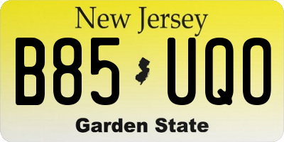 NJ license plate B85UQO