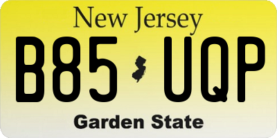 NJ license plate B85UQP
