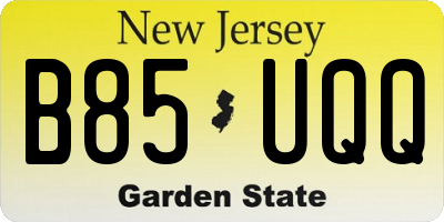 NJ license plate B85UQQ