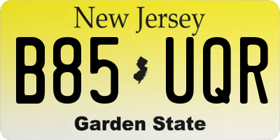 NJ license plate B85UQR
