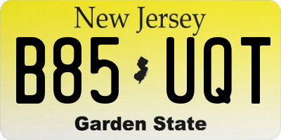 NJ license plate B85UQT