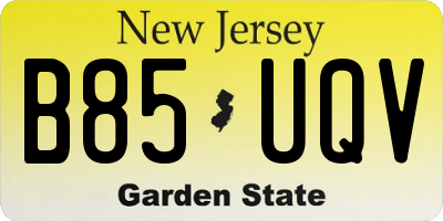 NJ license plate B85UQV