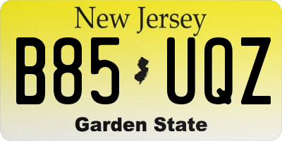 NJ license plate B85UQZ