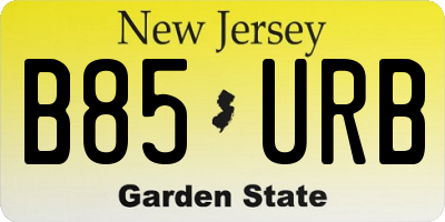 NJ license plate B85URB