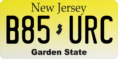 NJ license plate B85URC