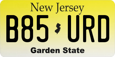 NJ license plate B85URD