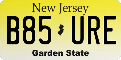 NJ license plate B85URE