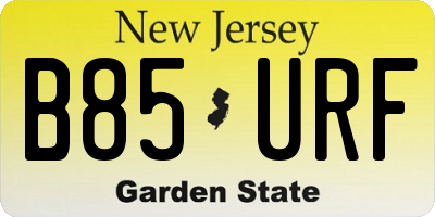 NJ license plate B85URF