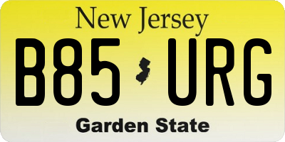 NJ license plate B85URG