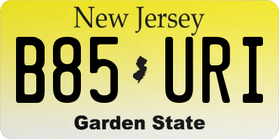 NJ license plate B85URI