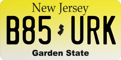 NJ license plate B85URK