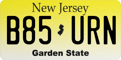 NJ license plate B85URN