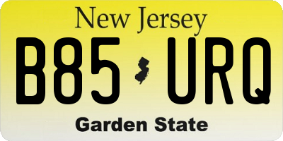 NJ license plate B85URQ