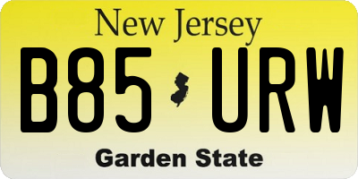 NJ license plate B85URW