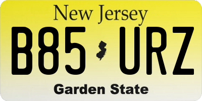 NJ license plate B85URZ