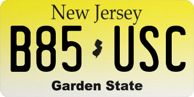 NJ license plate B85USC