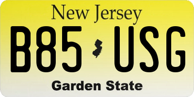 NJ license plate B85USG