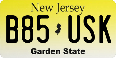 NJ license plate B85USK