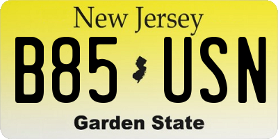 NJ license plate B85USN