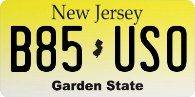 NJ license plate B85USO
