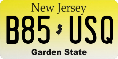 NJ license plate B85USQ