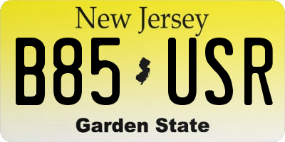 NJ license plate B85USR