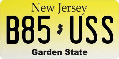 NJ license plate B85USS