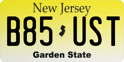 NJ license plate B85UST