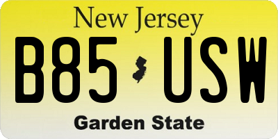 NJ license plate B85USW