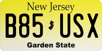 NJ license plate B85USX