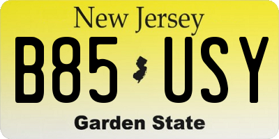 NJ license plate B85USY