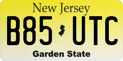 NJ license plate B85UTC