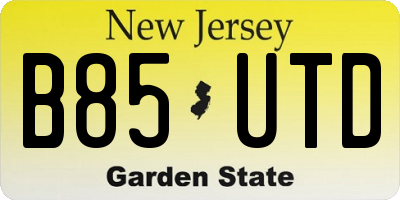 NJ license plate B85UTD