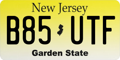 NJ license plate B85UTF