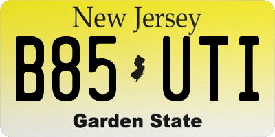 NJ license plate B85UTI